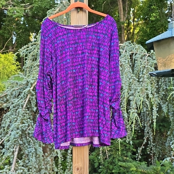 Susan Graver Tops - Susan Graver Purple and Blue Patterned Blouse